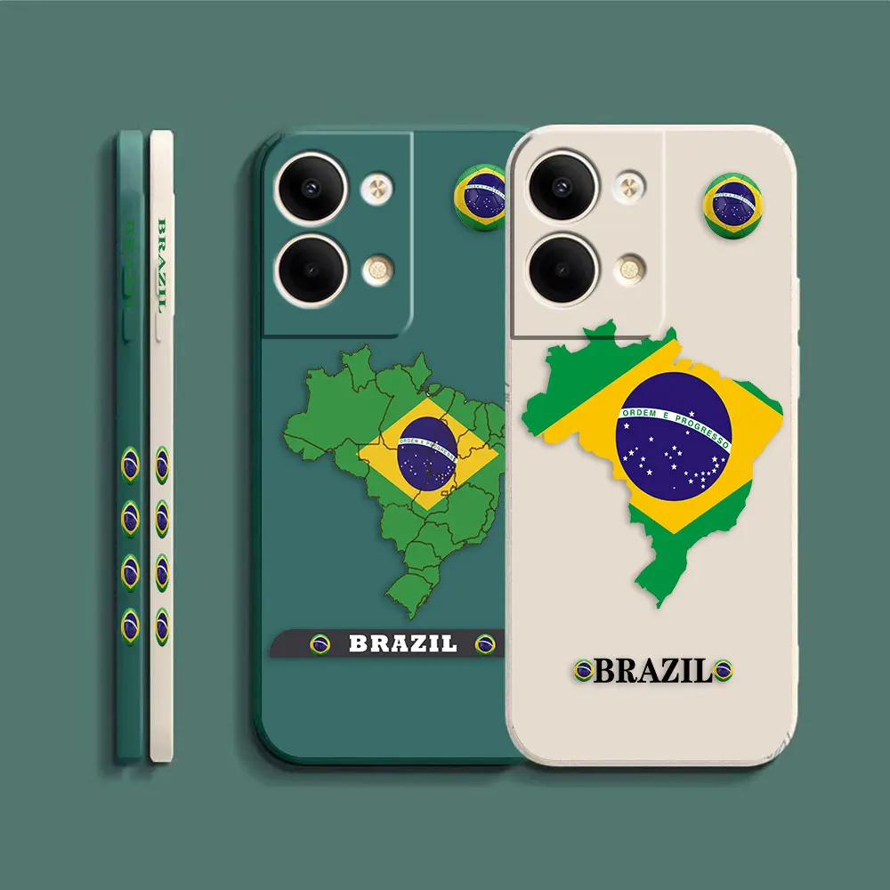 Бразильский Флаг Футбольный Чехол Для Телефона OPPO RENO 8 7 9 6 7SE 5 4 4SE 3 4G 5G PRO PLUS Цветной Жидкий Чехол Funda Coque Shell Capa 3