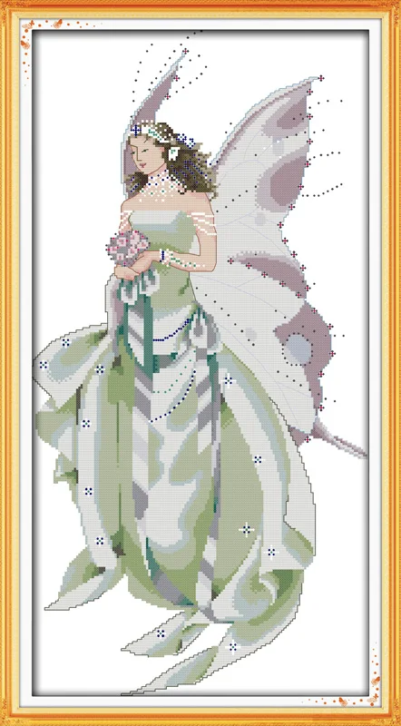 Набор для вышивания Крестиком Joy Sunday с предварительной печатью Easy Pattern Aida Из Тисненой ткани-Butterfly Fairy (2)