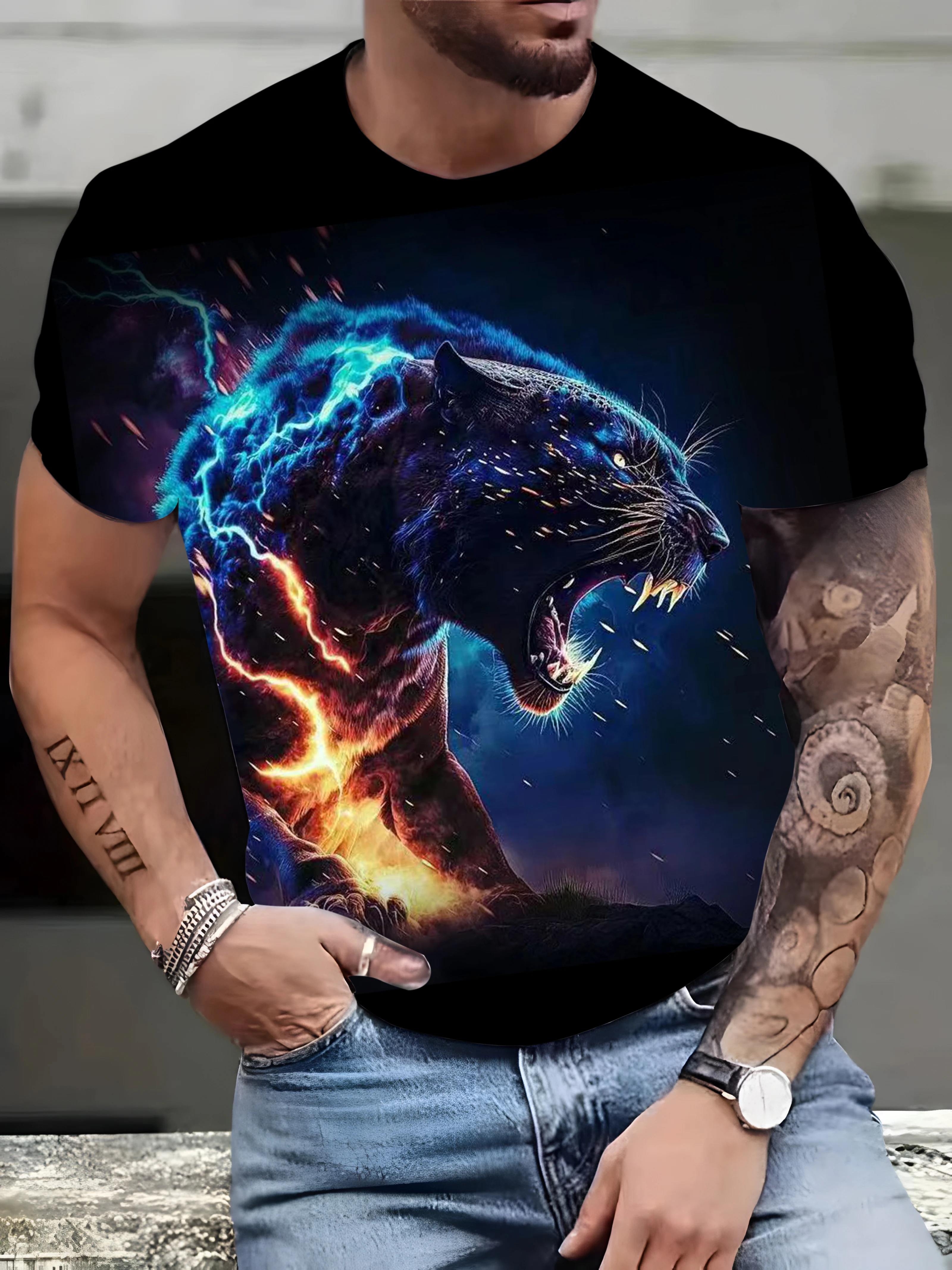 Модная летняя футболка с изображением Орла и огненного Феникса с 3D-принтом, Мужская футболка с круглым вырезом и коротким рукавом, топ оверсайз 1