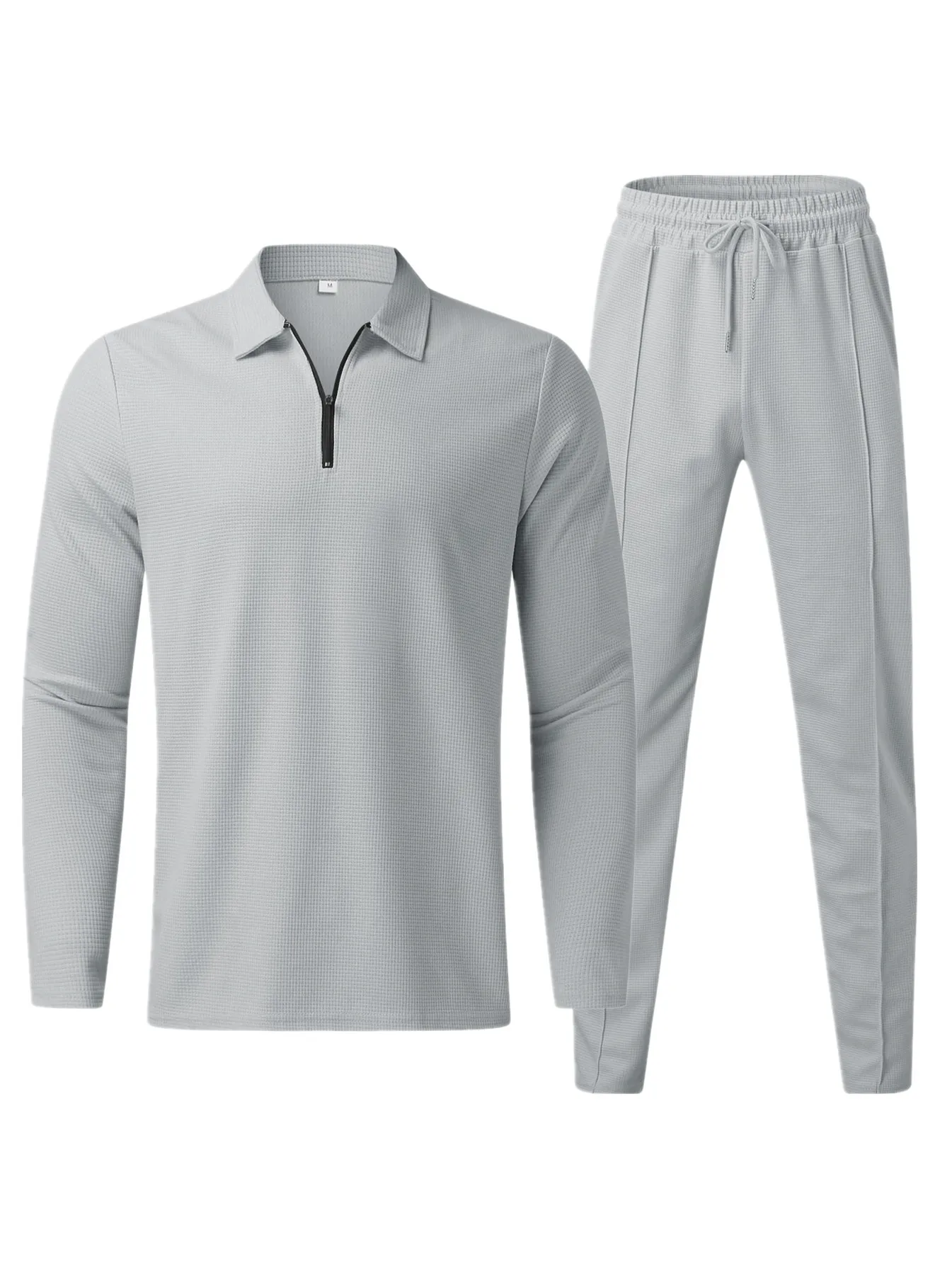 Осенне-зимний мужской комплект рубашки поло с длинным рукавом, модный однотонный мужской уличный костюм с длинным рукавом + брюки, мужской тренд.