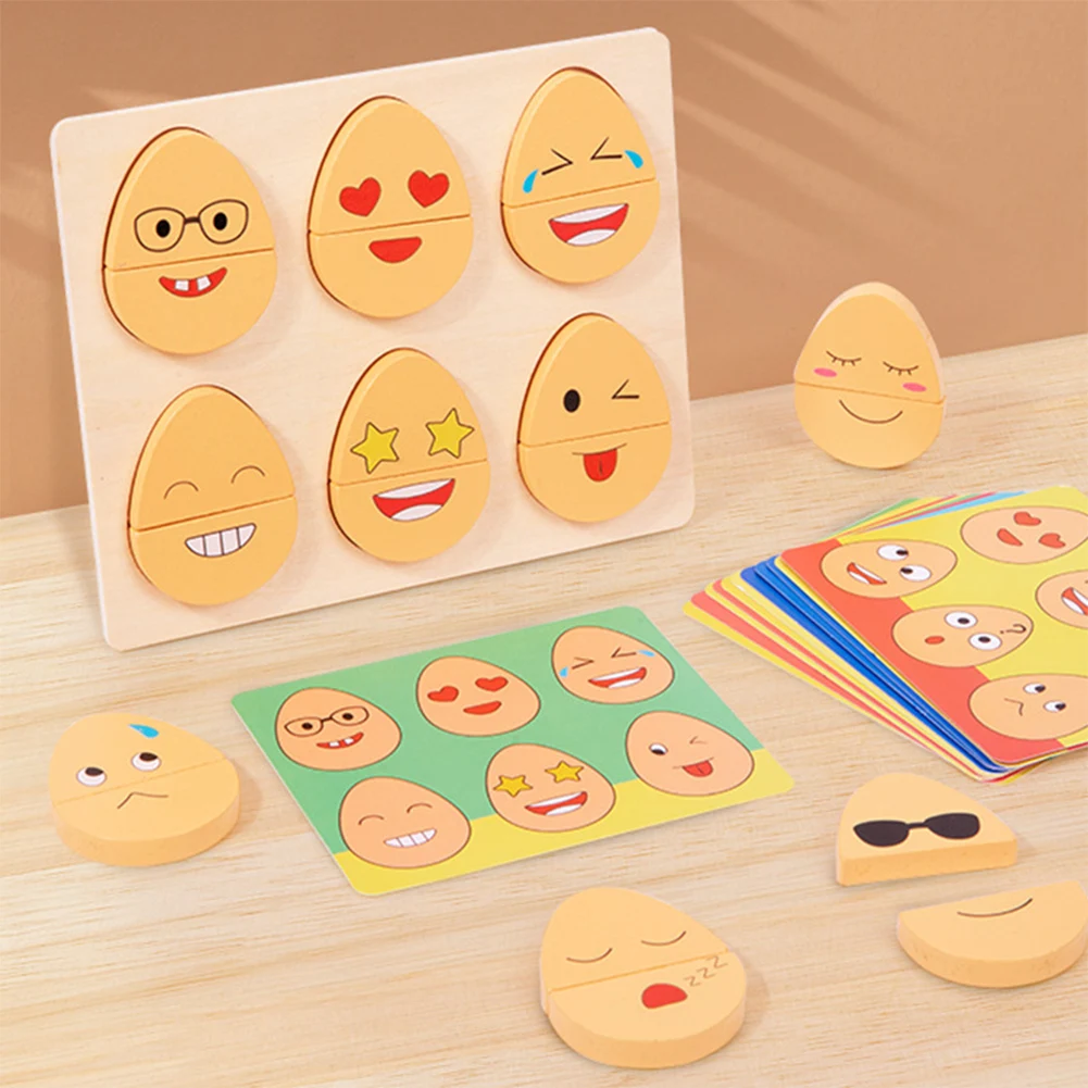 Выражения лица Яйца Несколько режимов игры Веселые Игрушки Монтессори Пазлы с эмоциями Игрушки для раннего развития в форме яйца для детей 1