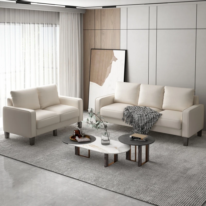 Современная мебель для гостиной Диван с местом для хранения и подушками, из бежевой ткани 2 + 3, легко монтируется для гостиной