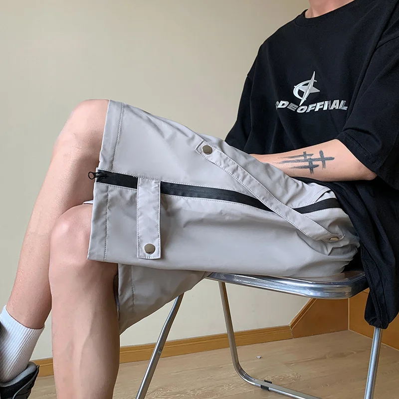 Мужские шорты с боковой молнией Модные готические повседневные укороченные брюки Летние мужские брендовые брюки-карго большого размера на открытом воздухе