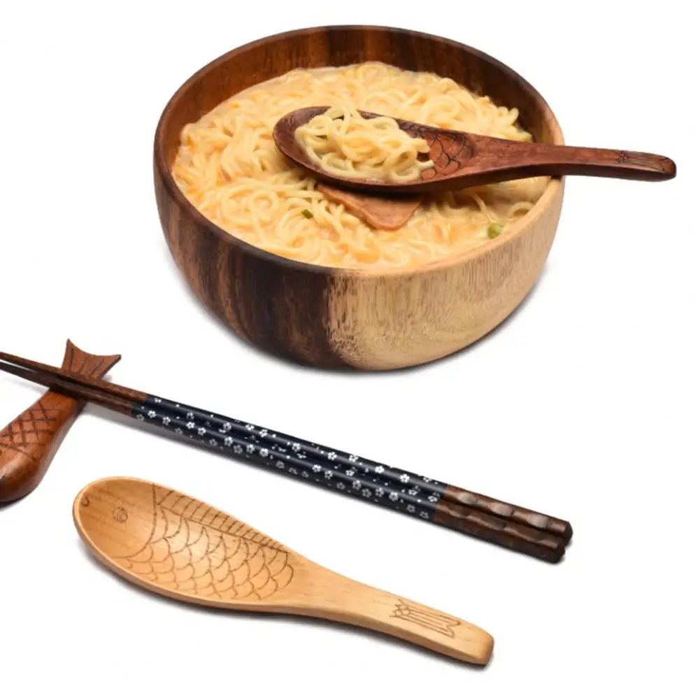 Полезная экологичная креативная форма для приготовления супа в форме рыбы Деревянная ложка для перемешивания с короткой ручкой Твердая текстура Маленькая ложка Кухонные гаджеты 0