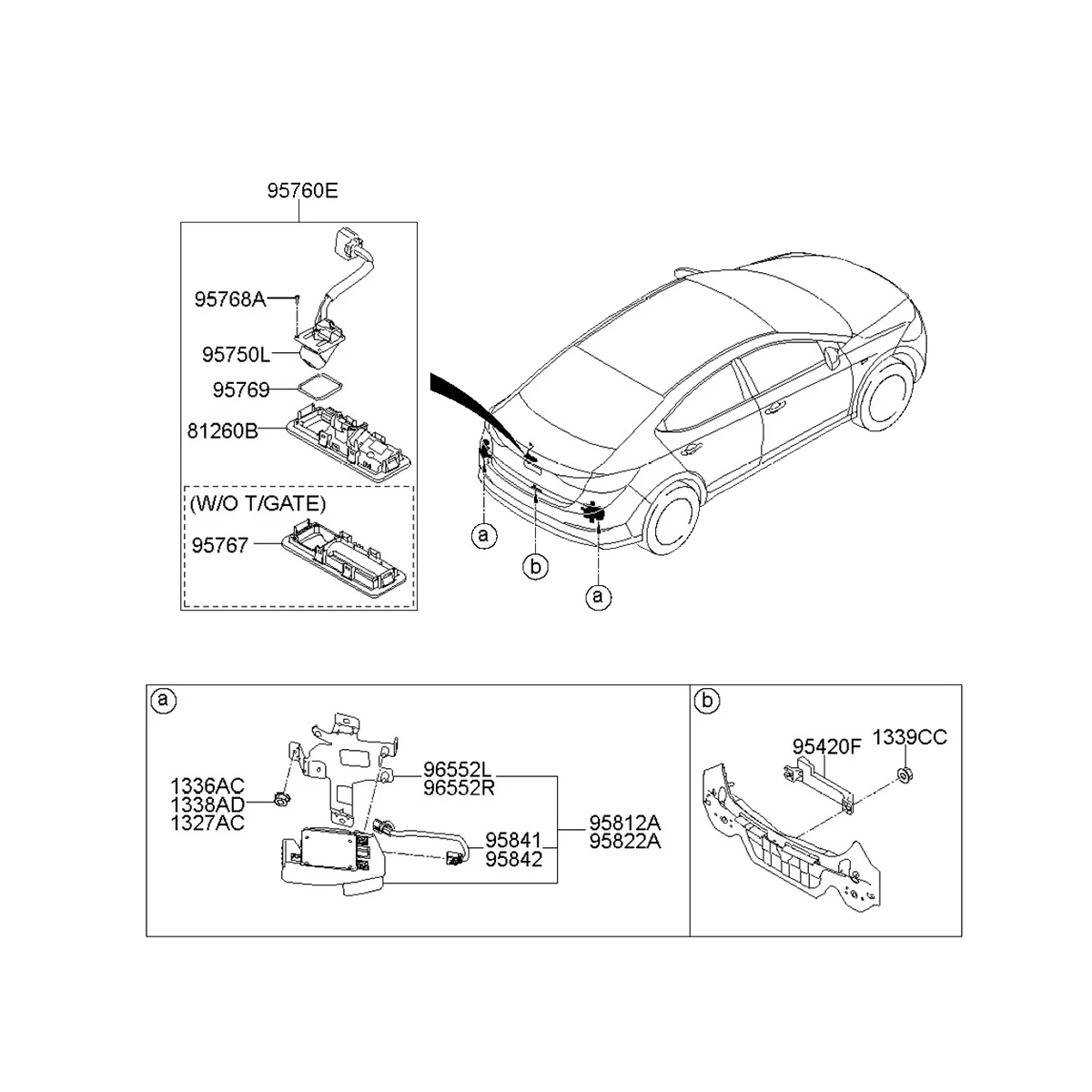 95760-F2001 Ручка двери багажника Камера заднего вида 95760-F2300 для Hyundai Elantra 2017 + Резервная камера системы помощи при парковке Багажника