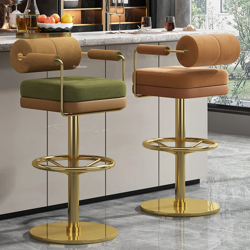 Европейские легкие роскошные барные стулья, креативный барный стол, вращающийся высокий стул, барная мебель, индивидуальность, высокие барные стулья с домашней спинкой, 0