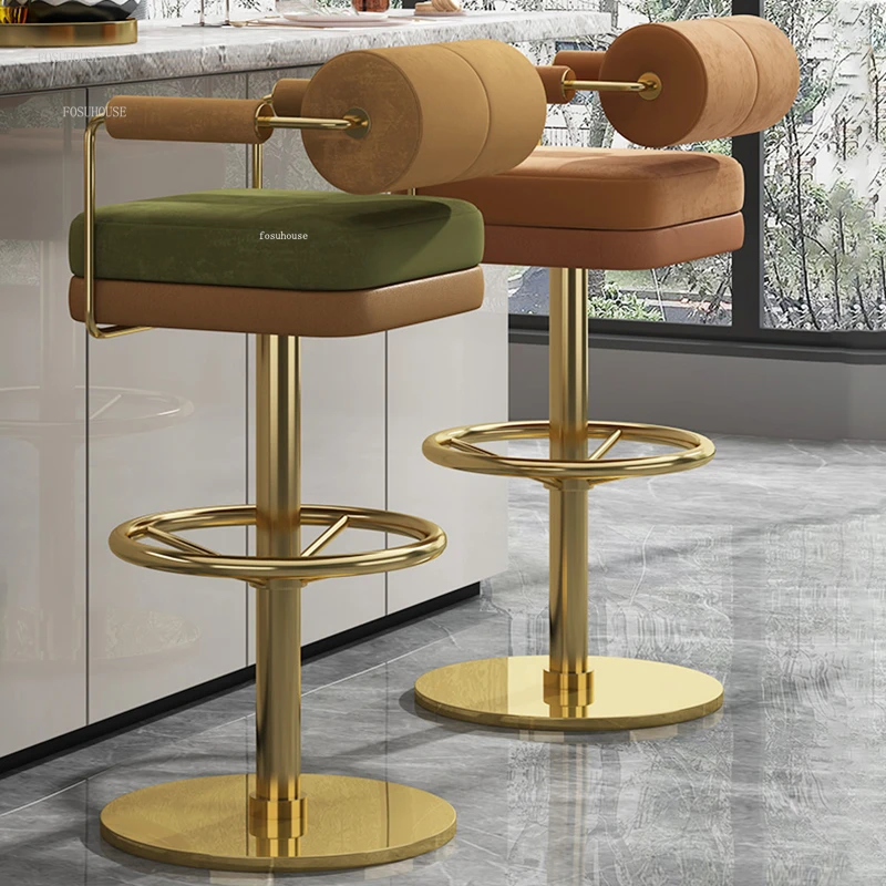 Европейские легкие роскошные барные стулья, креативный барный стол, вращающийся высокий стул, барная мебель, индивидуальность, высокие барные стулья с домашней спинкой, 3
