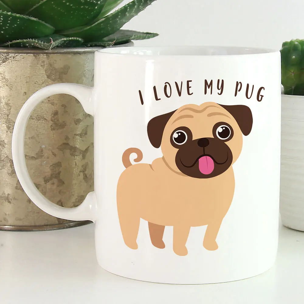 Кофейная кружка I Love My Pug Любители домашних животных Порода собак Новинка на День рождения Керамический подарок 0