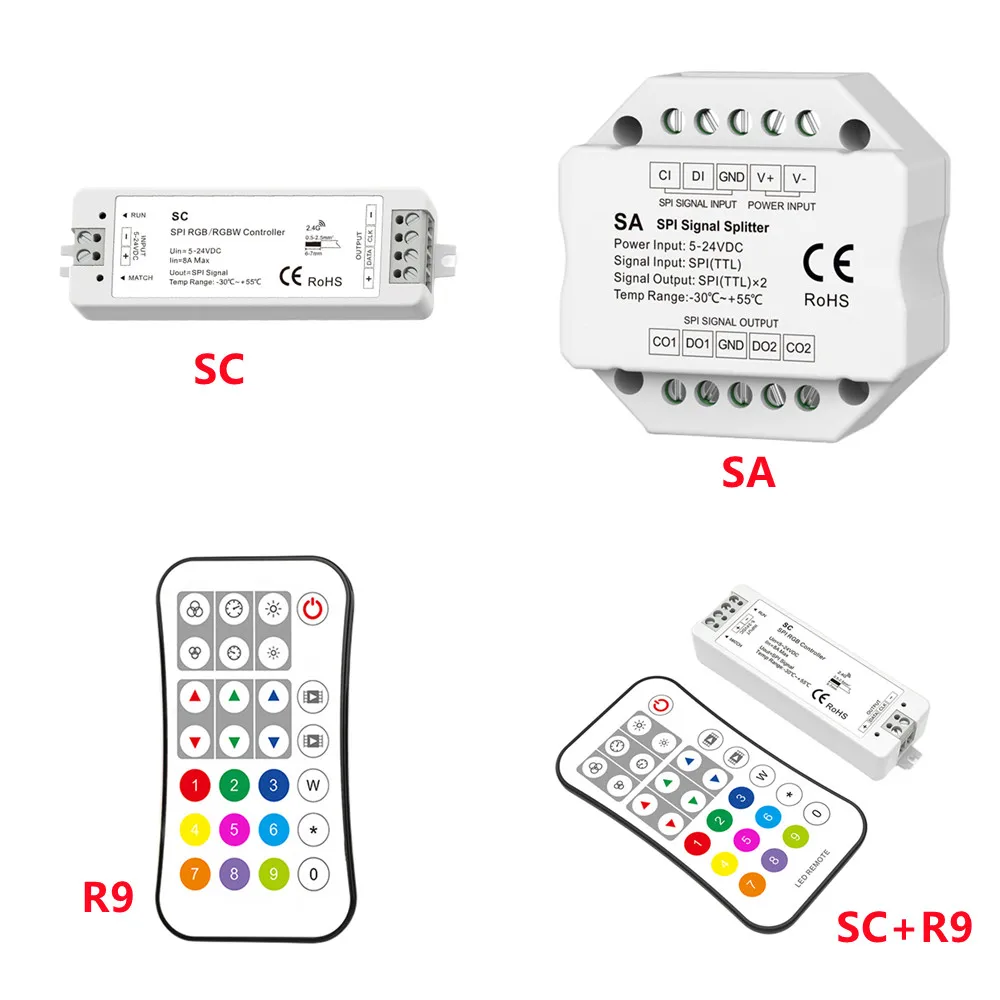 2.4G WiFi SPI RF Контроллер светодиодной ленты RGB/RGBW удаленный выход сигнала для 45 видов цифровой микросхемы RGB/RGBW/WS2811/WS2812B светодиодной ленты