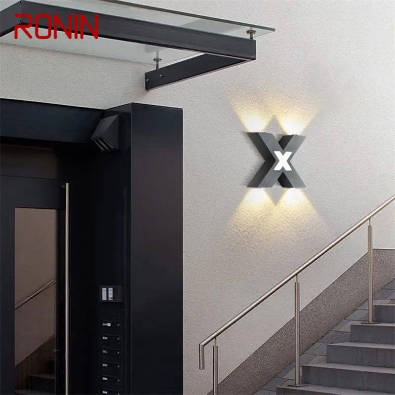 Уличный настенный светильник RONIN, Современные светодиодные бра, лампа с водонепроницаемым абажуром IP65 X, декоративная для дома, веранды, виллы