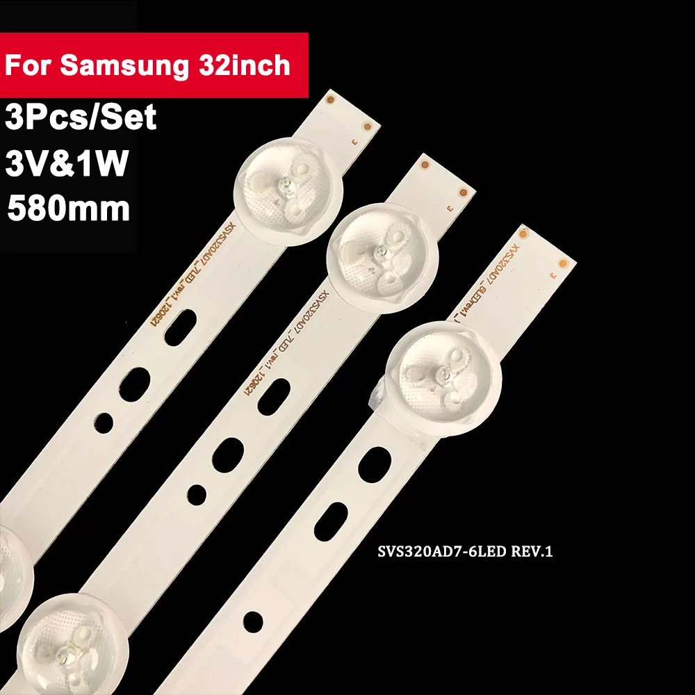 3 шт./компл. 32 дюйма 580 мм Светодиодная лента подсветки для Samsung 6 + 7led SVS320AD7-6LED REV.1 LC-32LD135V LTA320AP33 SVS320AD7 32VLE5304GB