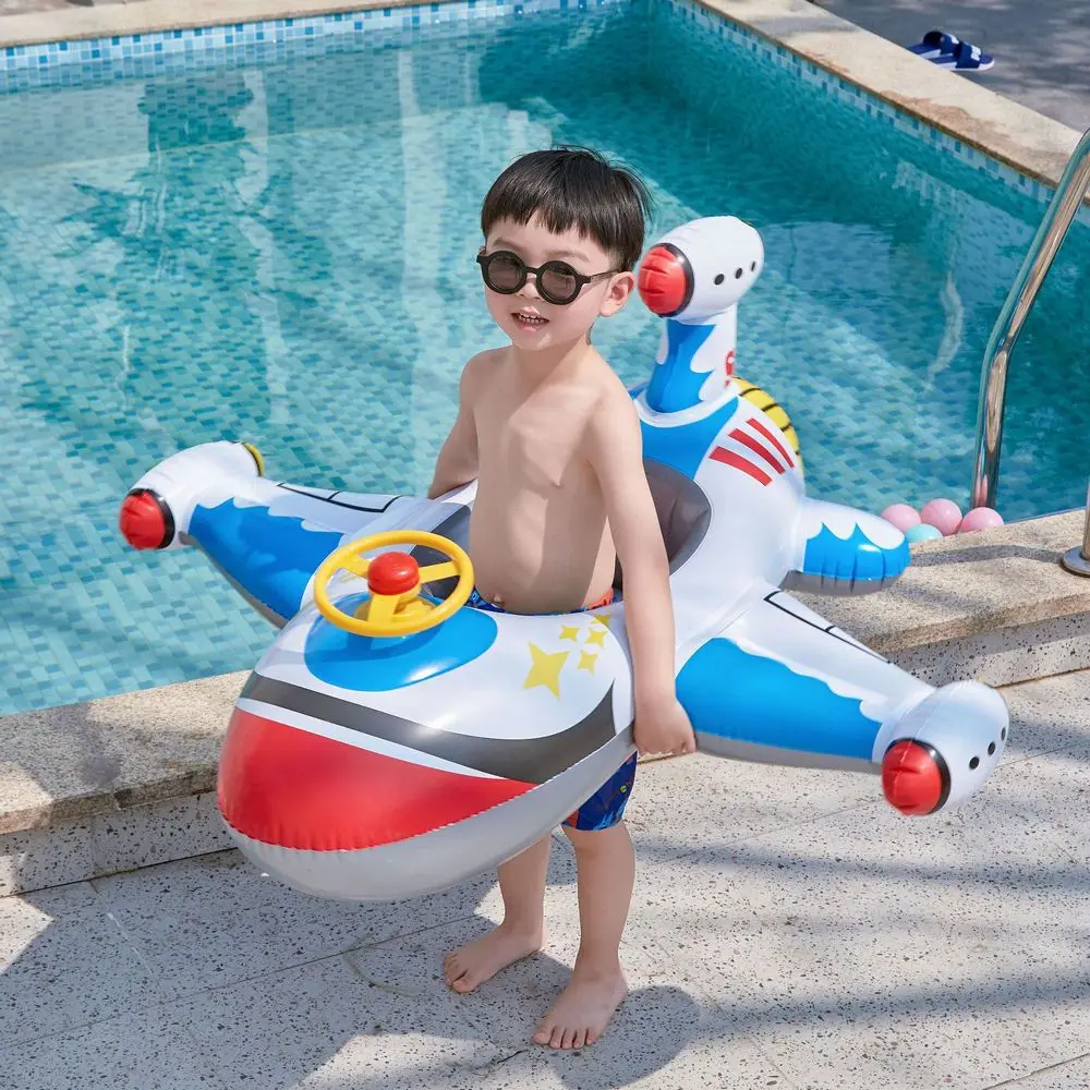 Детское надувное кольцо для плавания Самолет Детское сиденье для малышей Лодка Кольцо для бассейна Летняя пляжная вечеринка Игрушки для бассейна с рулевым колесом