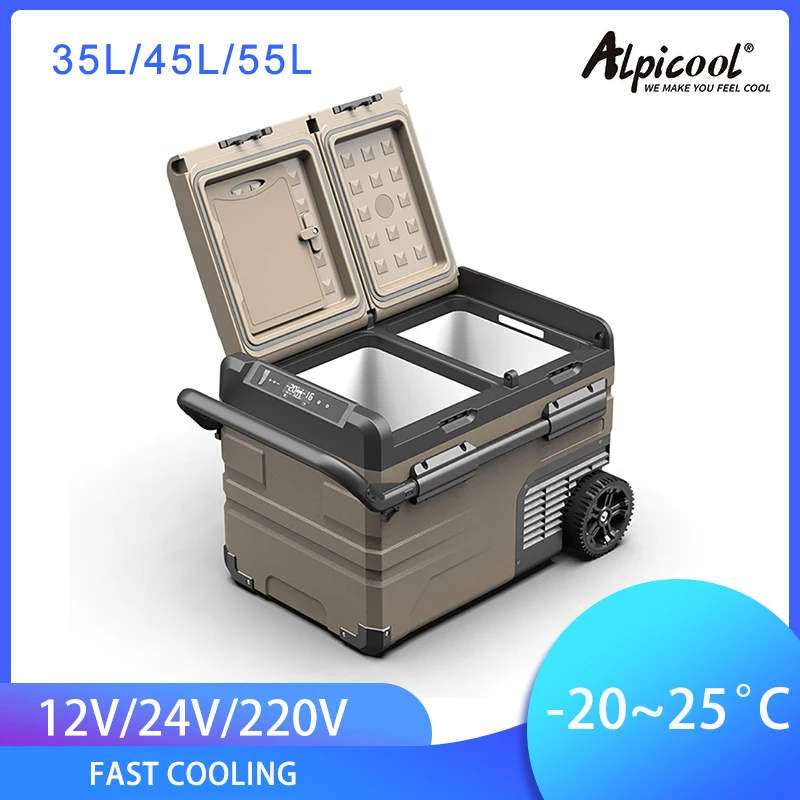 Автомобильный Холодильник Alpicool TAW 35L/45L/55l Портативный Небольшой Холодильник С Двойной Дверью Морозильная Камера Для Домашнего Использования Автомобиль Грузовик Кемпинг 0