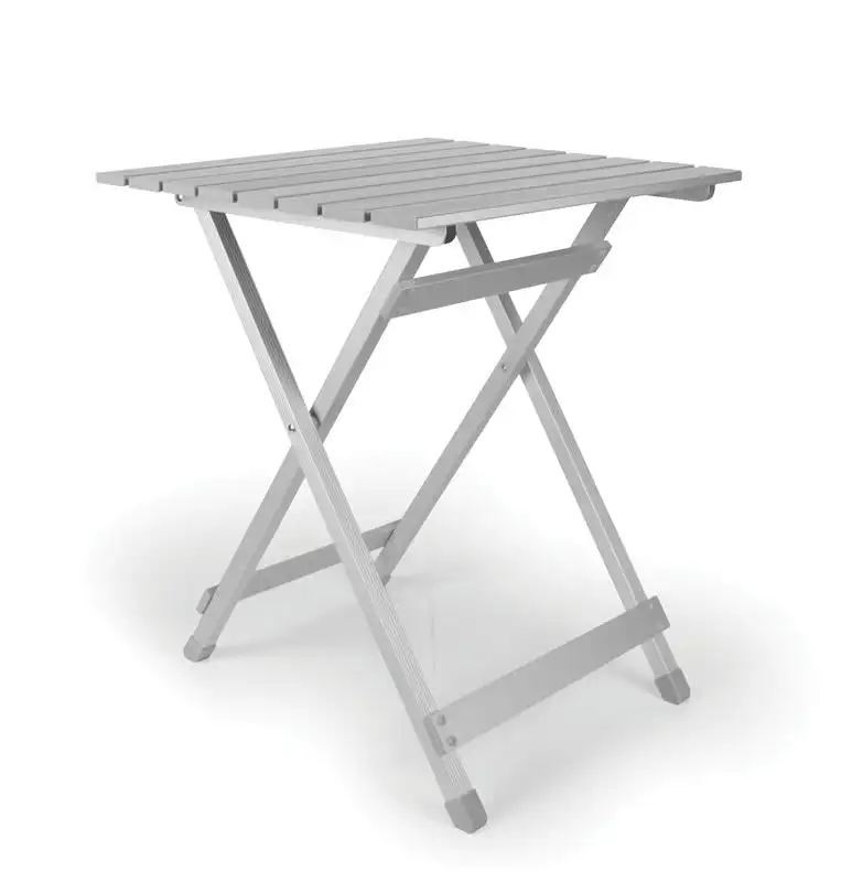 Складной алюминиевый большой приставной столик Camco | Идеально подходит для внедорожников, кемпингов, пикников, патио и многого другого | Алюминий, серебристый (51891)