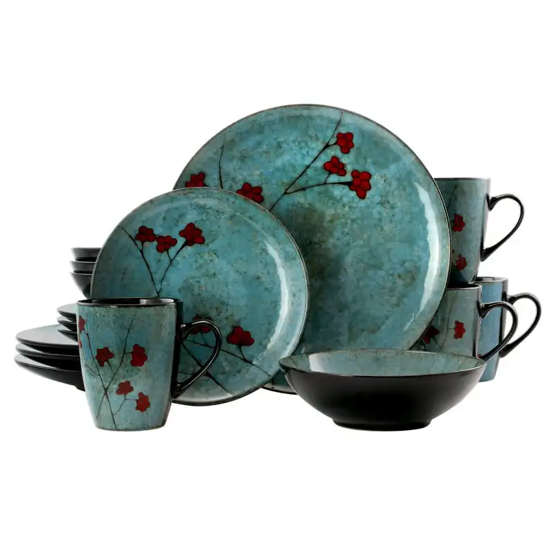 Набор керамической посуды Accents из 16 предметов синего цвета