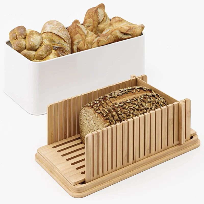 Кухонная белая хлебница, набор бамбуковых хлеборезок для хранения продуктов, бамбуковый хлеб