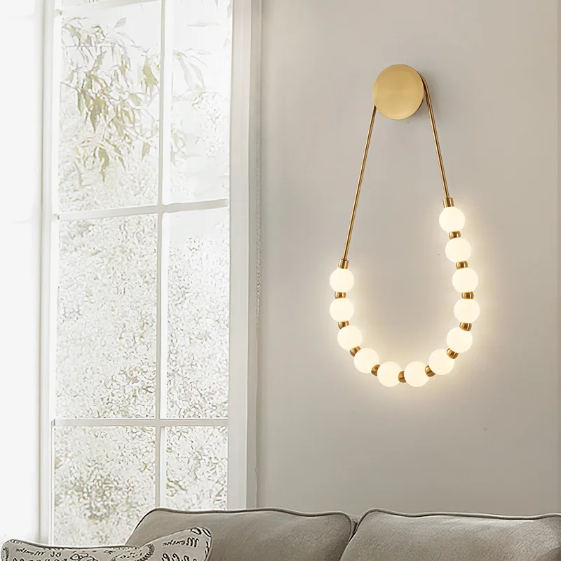 Современный минималистичный настенный светильник для прикроватной тумбочки в спальне В итальянском кремовом стиле, настенная лампа для гостиной, Креативное дизайнерское ожерелье Magic Bean