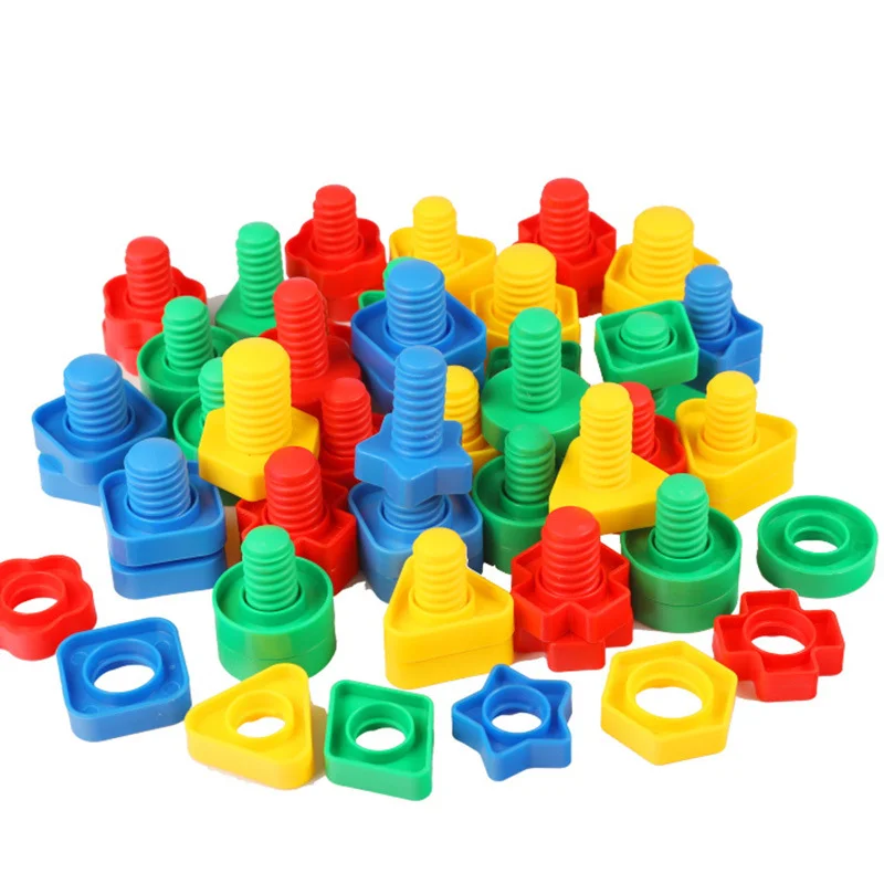 Винтовые строительные блоки в форме гайки, игрушки-головоломки для детей, форма Монтессори, распознавание цвета, развивающие игрушки