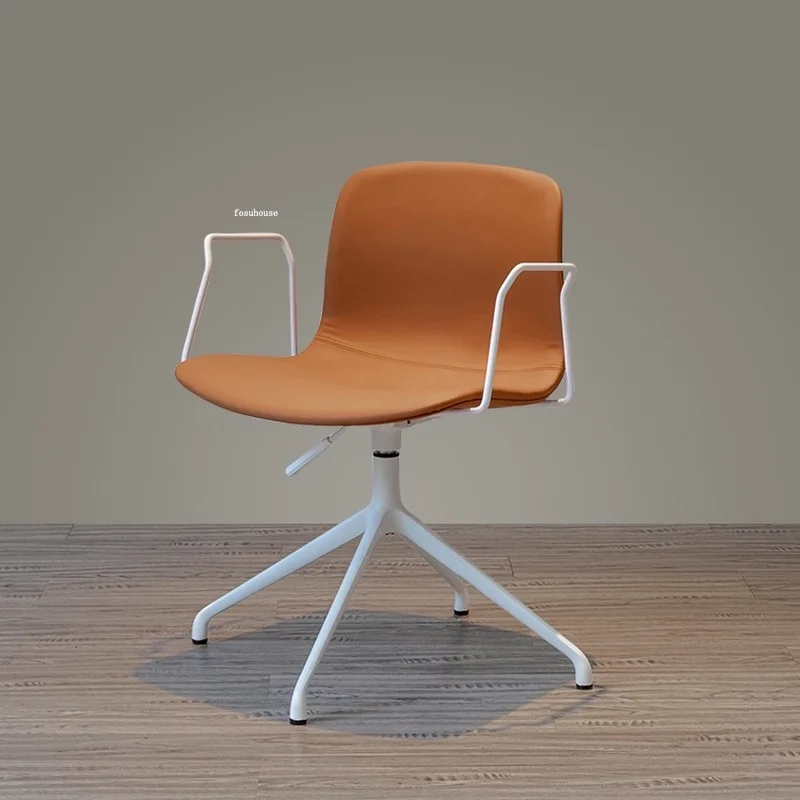 Компьютерный стул со спинкой из скандинавской кожи для спальни, современная простая мебель для дома, офисные стулья, дизайнерское кресло для отдыха, туалетный столик D 1