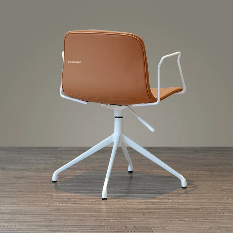 Компьютерный стул со спинкой из скандинавской кожи для спальни, современная простая мебель для дома, офисные стулья, дизайнерское кресло для отдыха, туалетный столик D 3