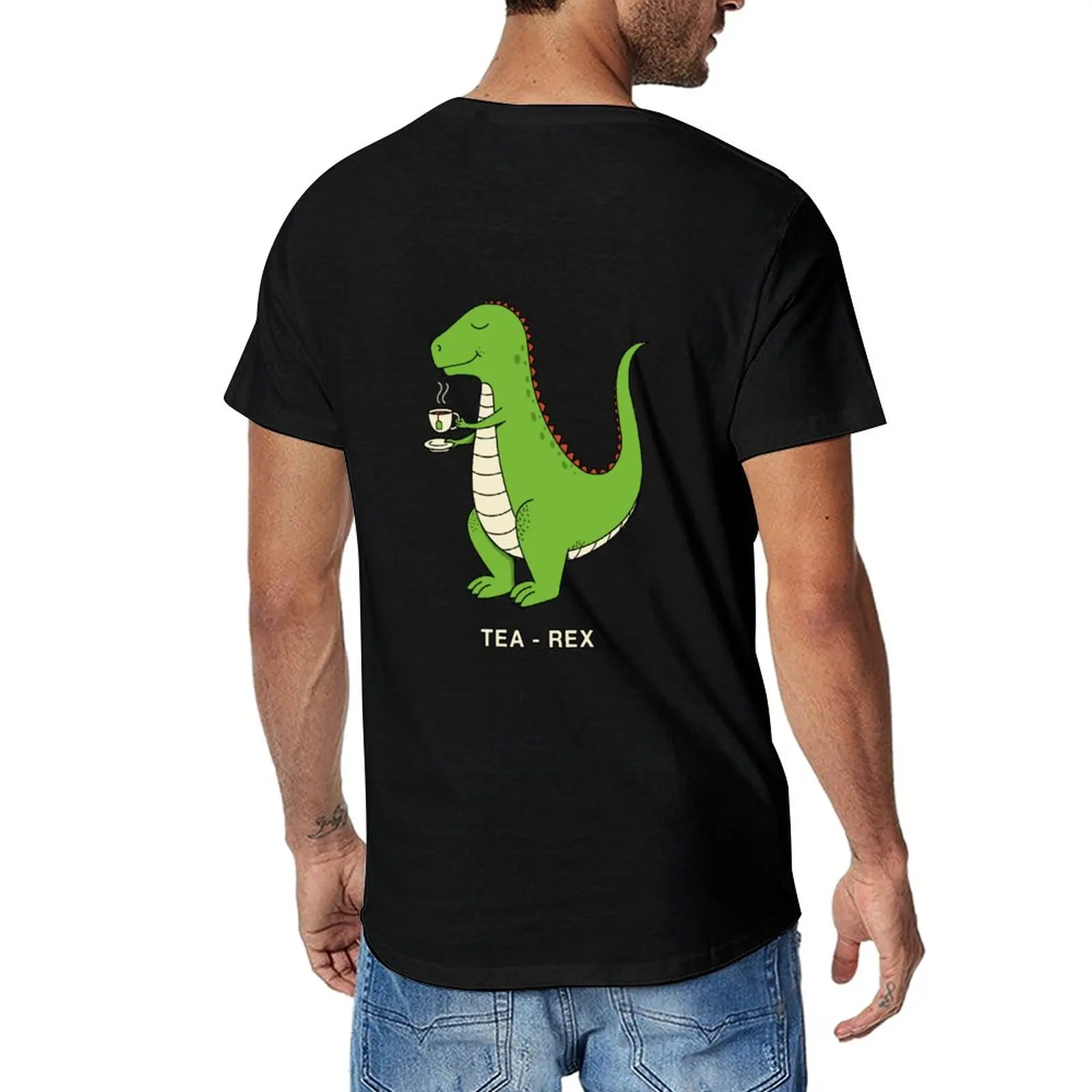 Новая футболка Tea Rex, милая одежда, футболки больших размеров, мужские высокие футболки 0
