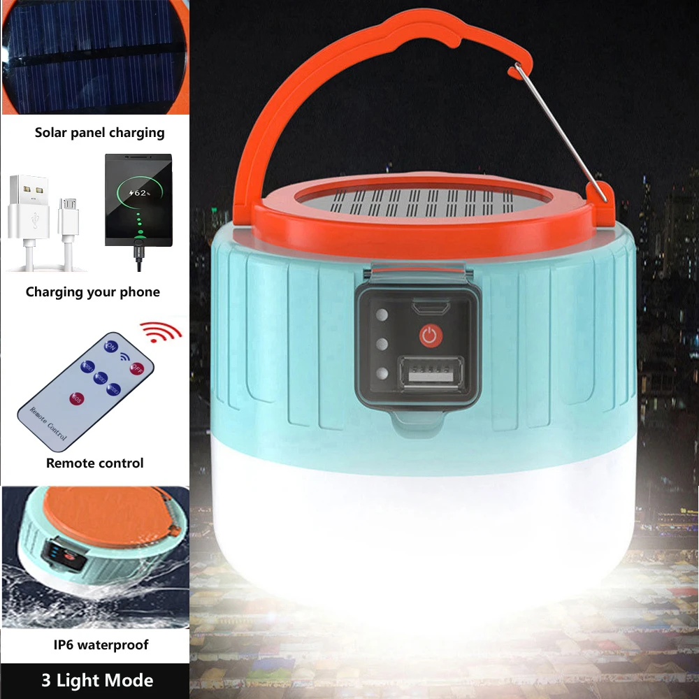 Многофункциональный фонарь для кемпинга, перезаряжаемый на солнечной батарее светодиодный пульт дистанционного управления, аварийный световой пузырь, Ночной рынок для палаток, мобильное освещение