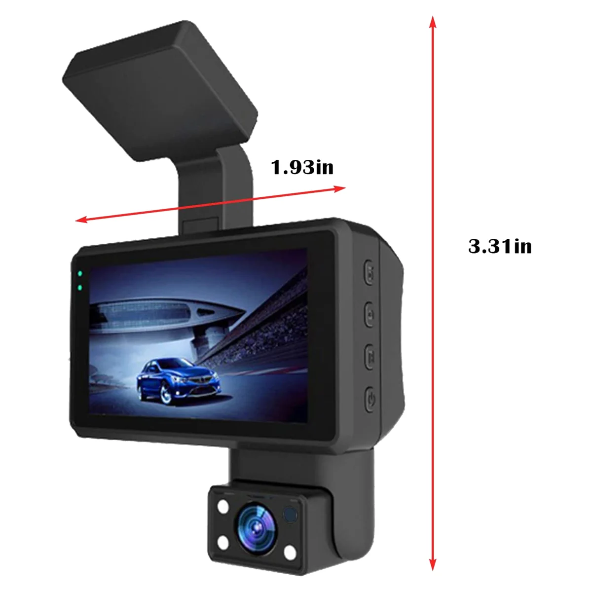 Автомобильная приборная камера 1080P HD, автомобильный видеорегистратор для вождения, камера приборной панели с 3,0-дюймовым IPS-экраном, парковочный монитор, циклическая запись