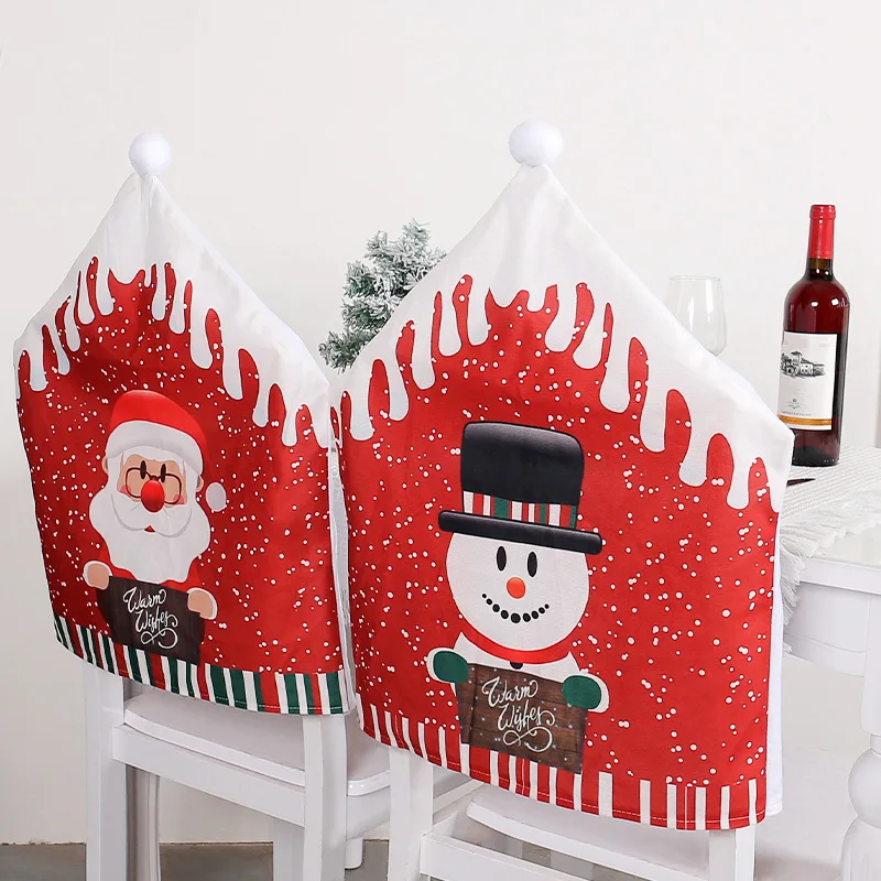Рождественские чехлы для стульев Рождественский Снеговик с рисунком Санта Клауса Украшение обеденного стола Подарок Принадлежности для новогодней вечеринки Украшение Navidad