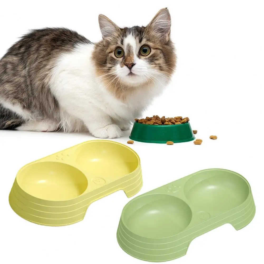 Удобная миска для корма для домашних животных Пищевая износостойкая однотонная двойная миска для домашних животных Кормушка для кошек Миска для домашних животных