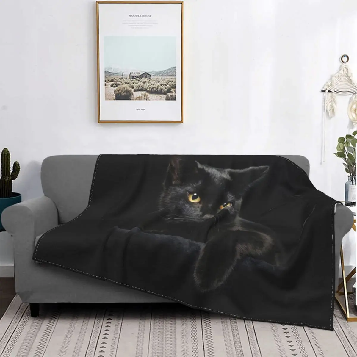 Черные кошачьи одеяла, флисовые весенне-осенние животные, многофункциональные мягкие пледы для домашнего офиса, покрывала для постельных принадлежностей